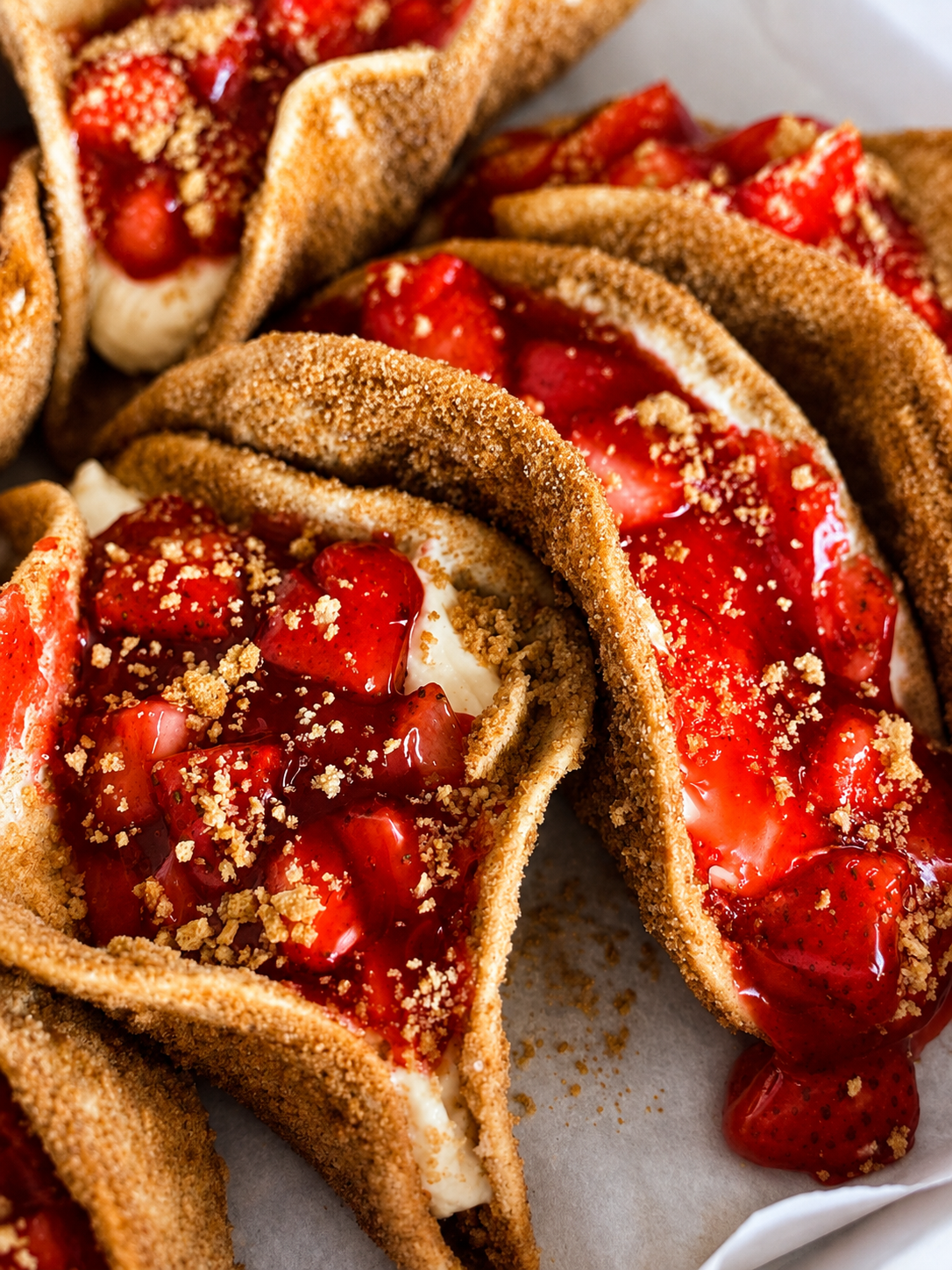Strawberry cheesecake dessert tacos
